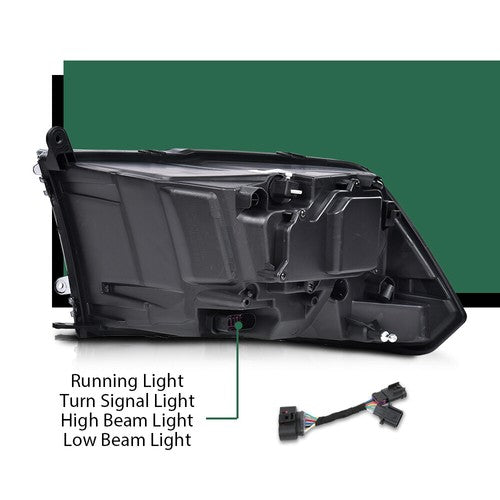 Solid Spare LED DRL Projector Headlights w/ Harness Fit For 09-18 Ram 1500 2500 3500 Smoke
