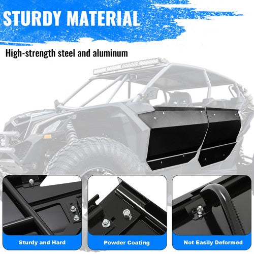 Solid Spare 4PCS Aluminum Door Panel Powder Coated For CAN AM X3 Full Doors 17 18 19 20-2024