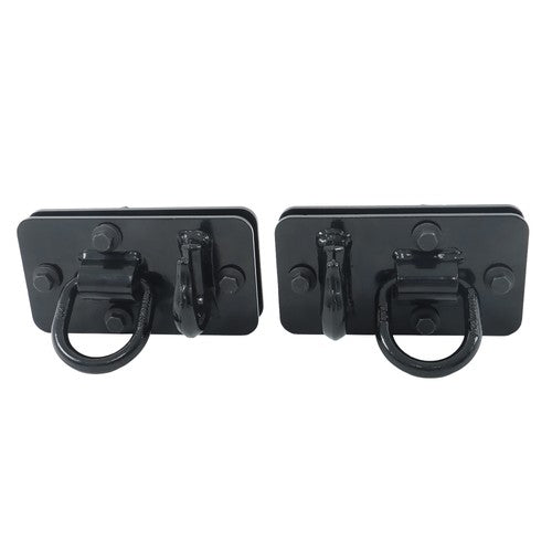 Solid Spare 2 Pack Tractor Bucket Hooks with Tie down Ring, Grade 70 Forged Steel Black