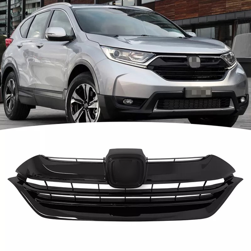 For 2017 2018 2019 Honda CRV CR-V Front Bumper Gloss Black Mesh Grille Grill