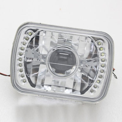 5X7  7X6  Green LED Rectangle Crystal Clear Projector Headlights Headlamp
