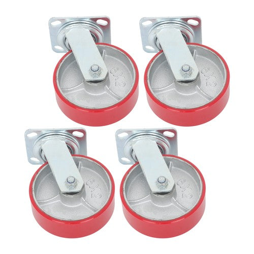 Solid Spare 4 Pack 6" × 2" Heavy Duty Swivel Caster Wheels 4800Lbs Industrial Polyurethane