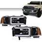 Solid Spare Amber Corner Black LED DRL Headlights Fit For 94-02 Dodge Ram 1500 2500 3500