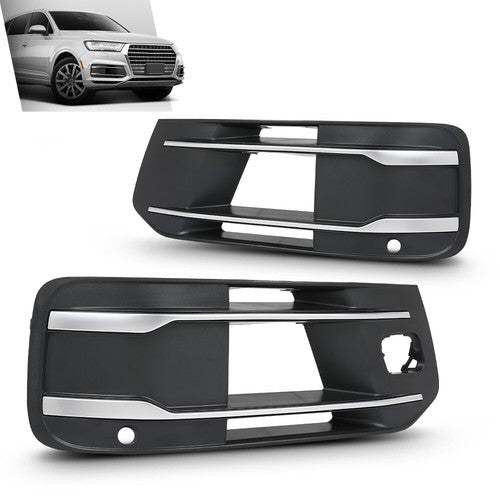 Solid Spare Fit For 2016 2017 2018 2019 Audi Q7 Fog Light Grille Bezel Insert Left+Right