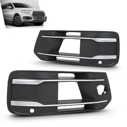 Solid Spare Fit For 2016 2017 2018 2019 Audi Q7 Fog Light Grille Bezel Insert Left+Right
