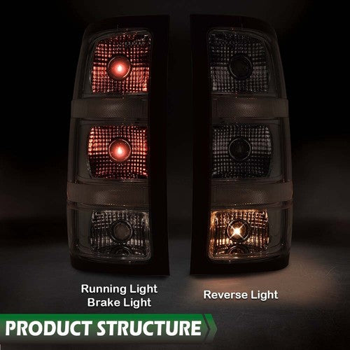 Solid Spare Fit For 07-13 GMC Sierra 1500 2500 3500HD Rear Tail Lights Brake Lamps Chrome