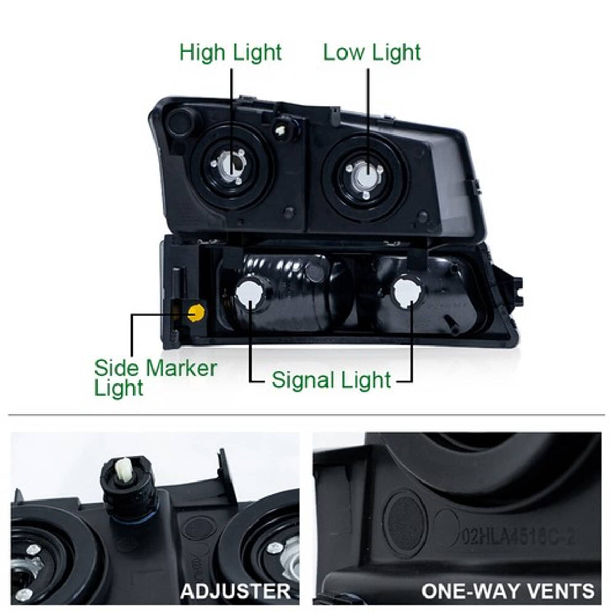 Solid Spare Fit For 03-06 Silverado Headlights + Bumper Signal Lamp + Driving Fog Lights
