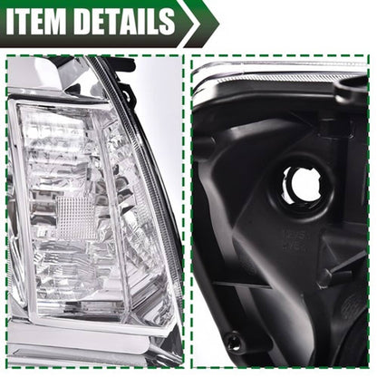 Solid Spare Fit For 05-11 Toyota Tacoma Chrome/Amber Headlights + Black LED Tail Lights