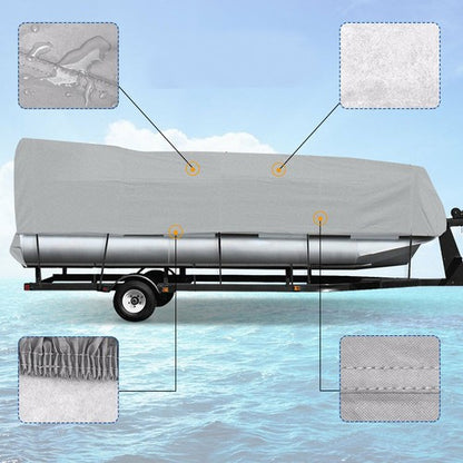 Solid Spare Waterproof 21-24ft Boat Cover Trailerable Pontoon Dust Resistant Gray