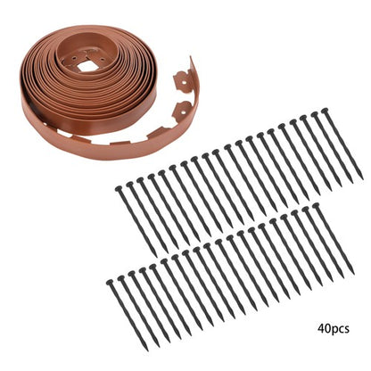 Solid Spare 240FT No Dig Lawn Border L-shaped Lawn Garden Edging Kit W/ 40 Spikes Plastic