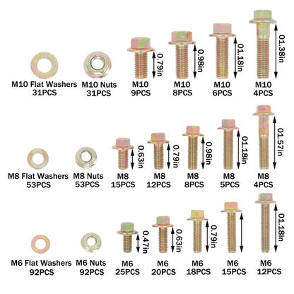 Solid Spare 521 PCS Grade 8.8 M6 M8 M10 Bolts and Nuts Assortment Kit, 16 Common Sizes