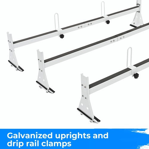 Solid Spare For Chevy Express 2500/3500 1996-up Steel White Cargo Van Roof Ladder Rack 3 bar
