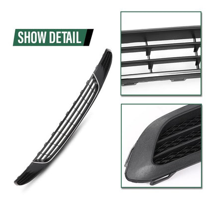 Solid Spare Fit For 10-14 VW Jetta Front Bumper Lower Grille w/ Chrome Trim+Fog Light Cover