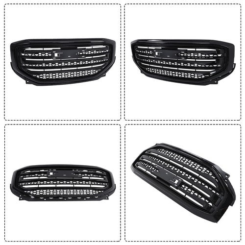 Solid Spare Compatible For GMC Acadia 2017-19 Gloss Black Front Bumper Upper Grille Plastic