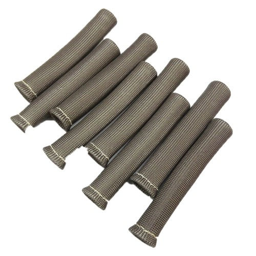 Solid Spare 1200° GRAY SPARK PLUG WIRE BOOTS HEAT SHIELD PROTECTOR SLEEVE SBC BBC 350 X8