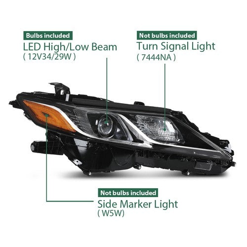 Solid Spare Fit For 2018 -2022 Toyota Camry LE SE Passenger Side Headlamp Headlight Right