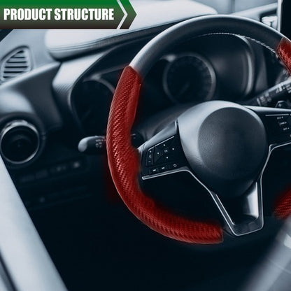 Solid Spare 2x Carbon Fiber Look Car Steering Wheel Booster Cover Non-Slip Accessories Red