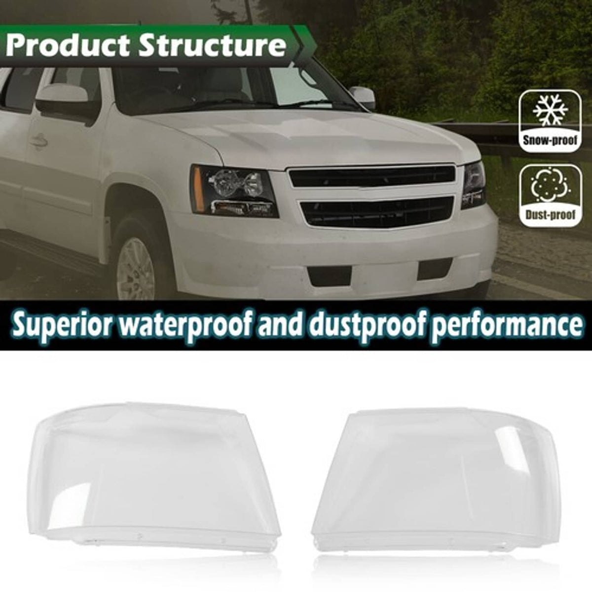 Solid Spare Headlight Replacement Lens Clear Fit For 07-14 Chevy Avalanche Tahoe Suburban