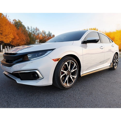 Solid Spare Side Skirt Extension For 16-2020 Honda CIVIC 4DR Sedan LX EX Si Blk Type-R Style