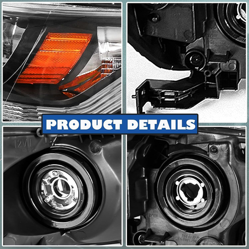 For 2013-2015 Honda Accord Sedan Pair Projector Headlights Halogen Headlamps Set