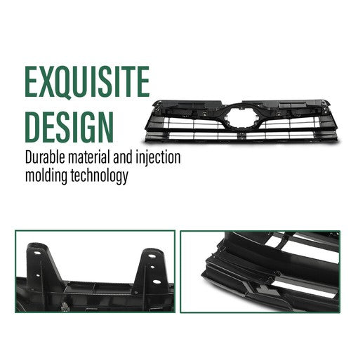 Solid Spare Fit For 14-16 Toyota Highlander Front Bumper Upper Grille Black Chrome TO1200371