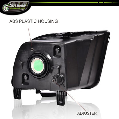 Solid Spare Headlights For 2005 2006 2007 2008 2009 Ford Mustang Black Housing CLear Lens