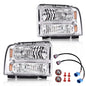 Solid Spare Conversion Headlights Fit For 1999-2004 Ford F250 F350 Ford Super Duty Excursion