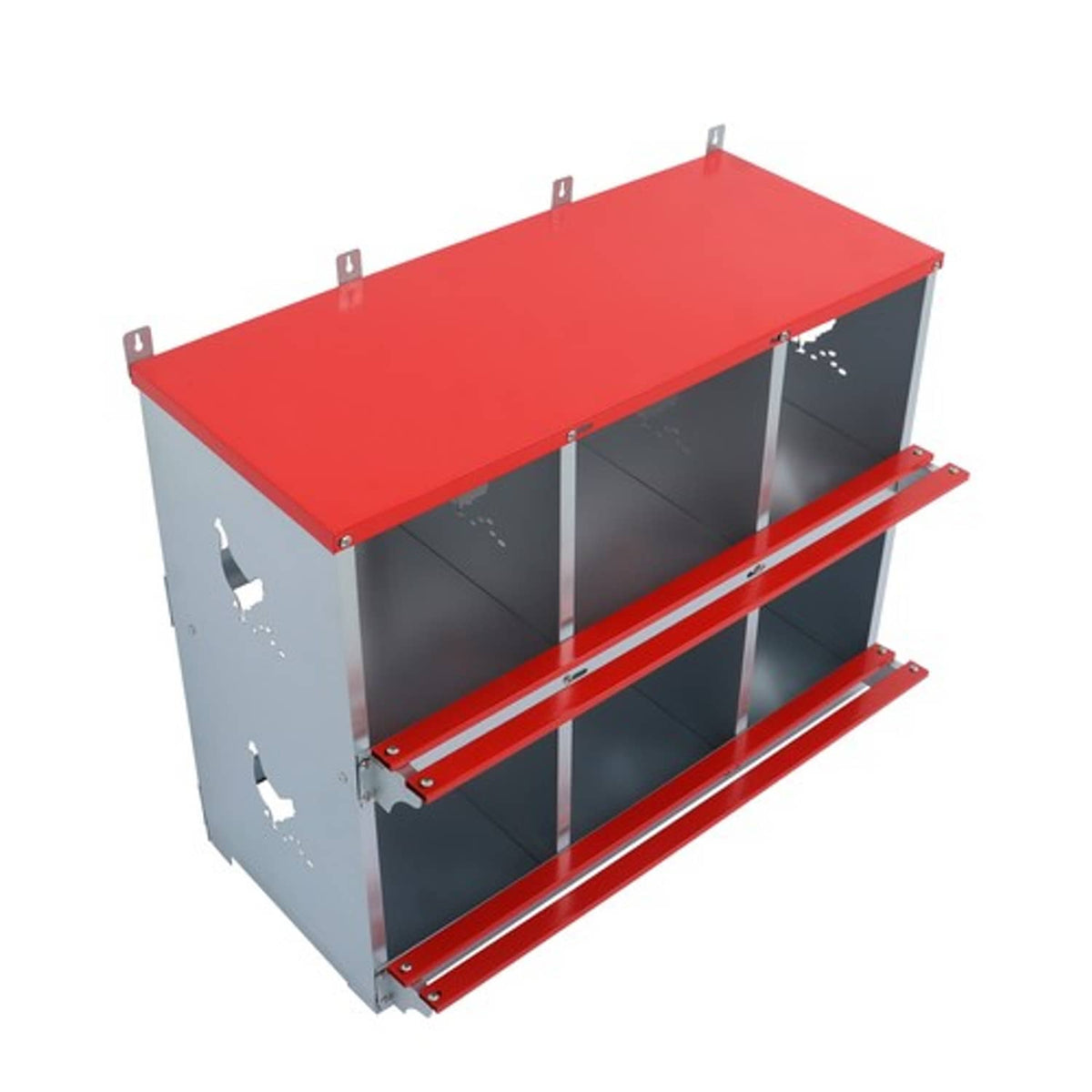 Solid Spare Chicken Nesting Boxes 6 Compartment Metal Poultry Nest Box Large Vented Holes