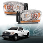 Solid Spare Fit For 2006-2008 Dodge Ram 1500/2006-09 Ram 2500 3500 Amber Chrome Headlights