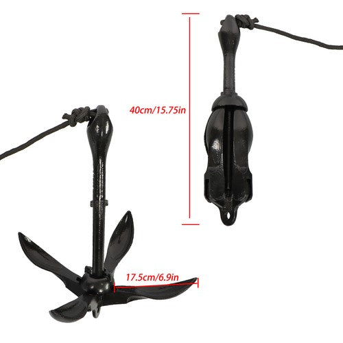 Solid Spare 2-Pack Folding Anchor Set 3.2kg Black For Grapnel Boat Marine Kayak