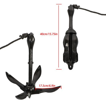 Solid Spare 2-Pack Folding Anchor Set 3.2kg Black For Grapnel Boat Marine Kayak