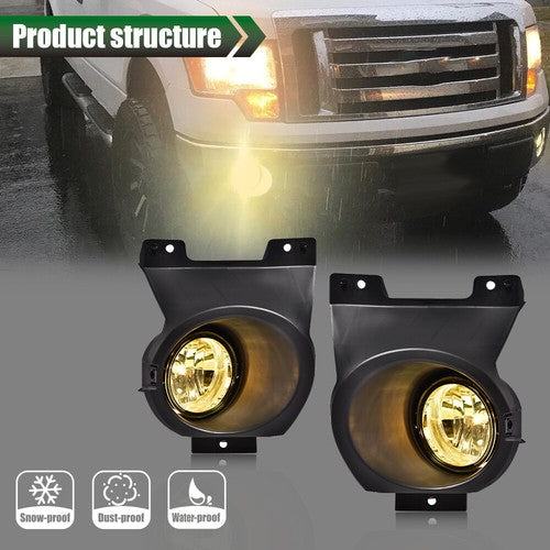 Solid Spare Fit For 11-14 Ford F-150 2Pcs Bumper Fog Lights Driving Lamps w/Switch/Bracket