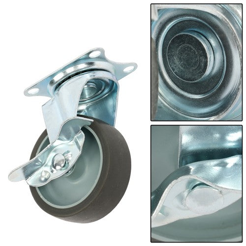 Solid Spare 8 Pack 3 Inch Universal Caster Wheels Heavy Duty Casters with Side Brake Grey