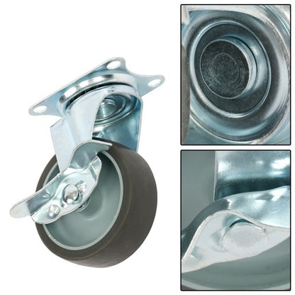 Solid Spare 8 Pack 3 Inch Universal Caster Wheels Heavy Duty Casters with Side Brake Grey