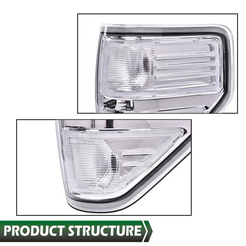 Solid Spare Clear Chrome Tail Lights Brake Lamps Fit For 2009-2014 Ford F150 F-150 Pickup