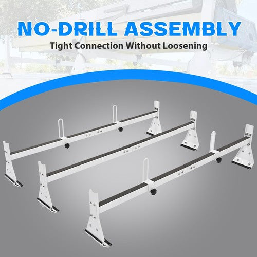 Solid Spare For Chevy Express 2500/3500 1996-up Steel White Cargo Van Roof Ladder Rack 3 bar