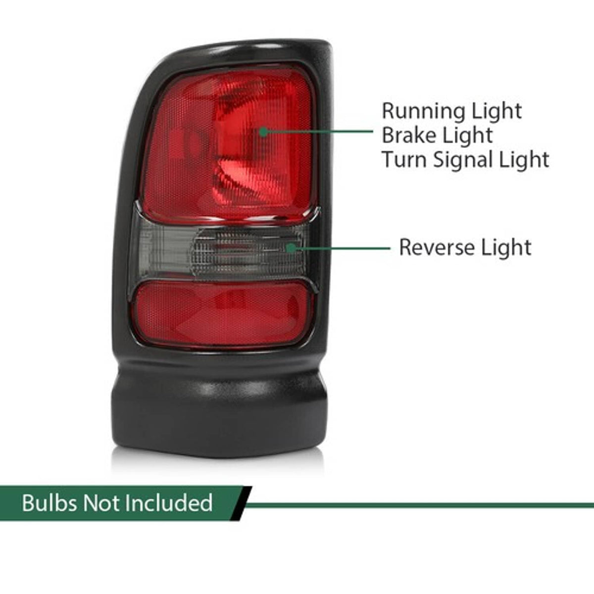 Solid Spare Fit For 1994-2002 Dodge Ram 1500 2500 3500 Red Smoke Tail Lights Brake Lamps
