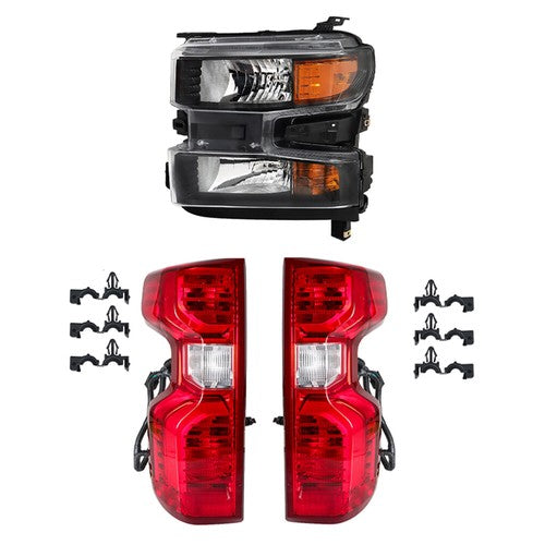 Solid Spare Left Headlight Halogen For Chevy Silverado 1500 2019-21 Tail Lights Left+Right