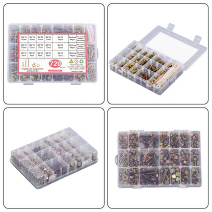 Solid Spare 720 PCS Heavy Duty M4 M5 M6 Alloy Steel Hexagon Bolts Nuts And Washers Kit