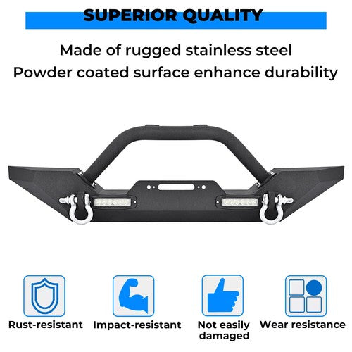 Solid Spare Front Bumper W/ Winch Plate D-Rings Rock Crawler For Jeep Wrangler 87-06 TJ YJ