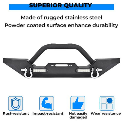 Solid Spare Front Bumper W/ Winch Plate D-Rings Rock Crawler For Jeep Wrangler 87-06 TJ YJ