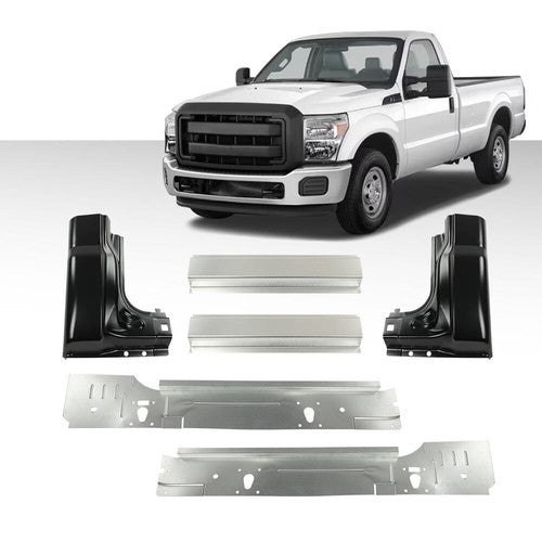 Solid Spare Fit For 99-16 Ford Super Duty Standard Cab Inner&Outer Rocker Panels+Cab Corner