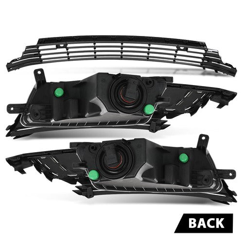 Solid Spare Fit For 2013-2017 Volkswagen CC Front Bumper Lower Grille+Fog Lights Assembly