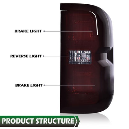 Solid Spare Fit For 14-2019 Chevy Silverado Smoke Tail Lights Brake Lamps W/O Wiring Harness