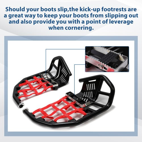 Solid Spare Nerf Bars Heel Guards Side Steps For Honda TRX450R 450ER Red Nets Black Nerfs