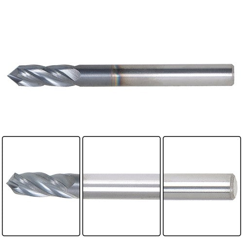 Solid Spare 1/4" 4 Flute 2-1/2" Overall Length 90 Degree Carbide Drill Mill - TiALN COATED