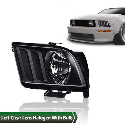 Solid Spare Fit For 05-09 Ford Mustang Clear/Black Headlight Assembly Left Driver Side