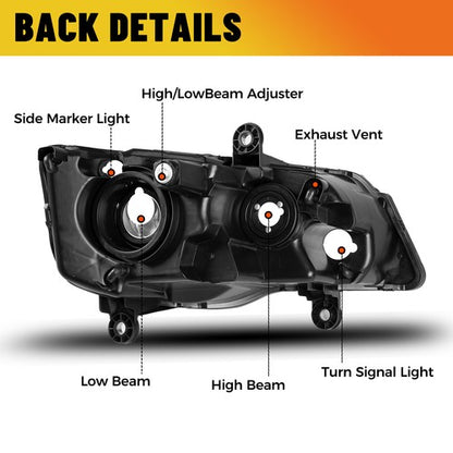 Solid Spare Driver Headlights For 11-20 Dodge Grand Caravan 2008-16 Chrysler Town & Country