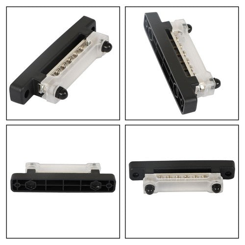 Solid Spare Red & Black Bus Bar Power Distribution Terminal Block 6 Way 48V 150A Busbar NEW