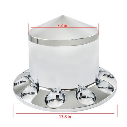 Solid Spare Chrome Hub Cover Kit 33mm Front Rear for Semi Truck Wheel Axle Covers Spiked